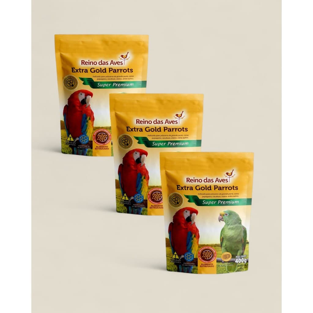KIT 3 EXTRA GOLD PARROTS 400G