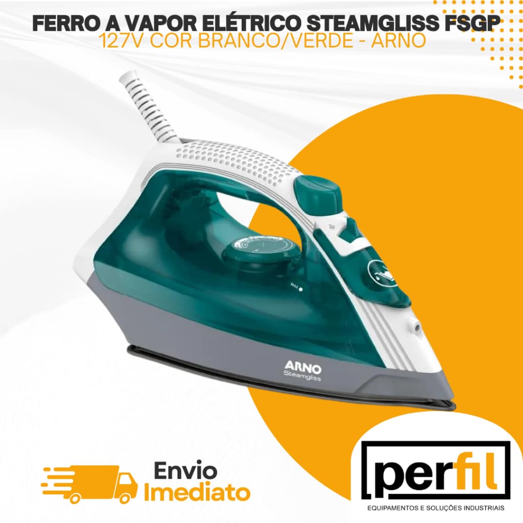 Ferro De Passar A Vapor Elétrico Arno Steamgliss Fsgp Cor Branco/Verde 127V