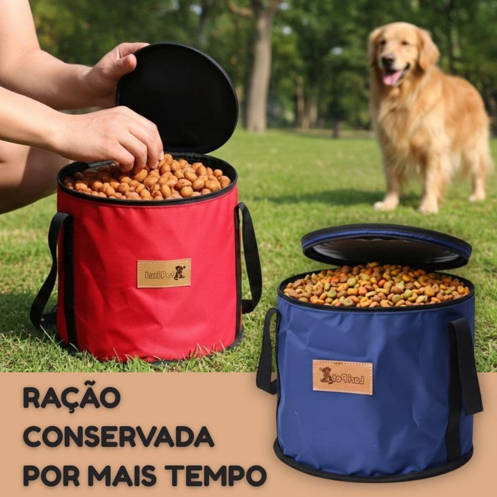 Conteiner Bolsa Porta Ração Pote Pet Cachorro Cães e Gatos 7kg