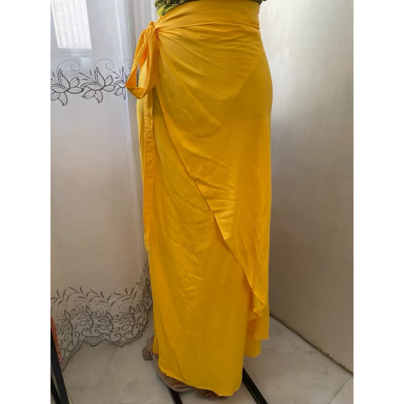 Saia Envelope Midi Amarela Roupa Feminina – Veste do P ao G