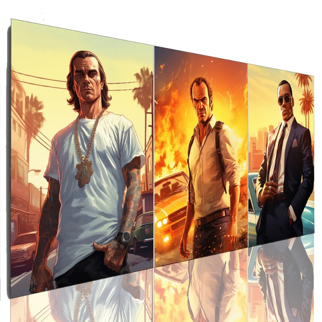 Quadro Decorativo GTA Jogo Mosaico Sala Grande 120 X 60 Cm