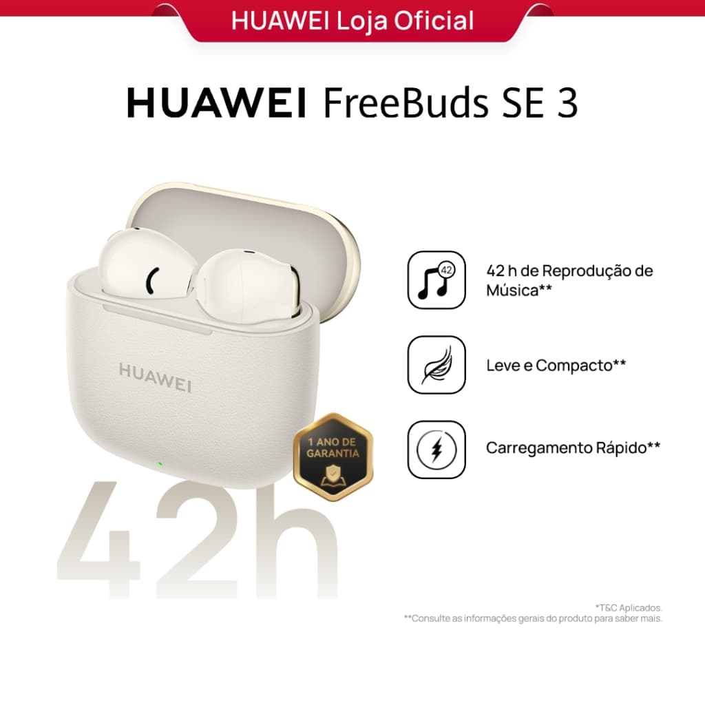 HUAWEI FreeBuds SE 3 | Fone de Ouvido Bluetooth Sem Fio|  42 h de Reprodução de Música