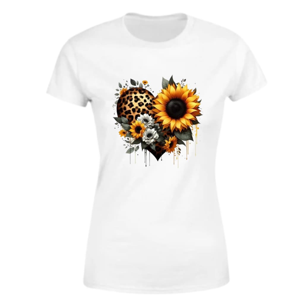 Camisa Branca Feminina Estampada de Coração - Envio Já