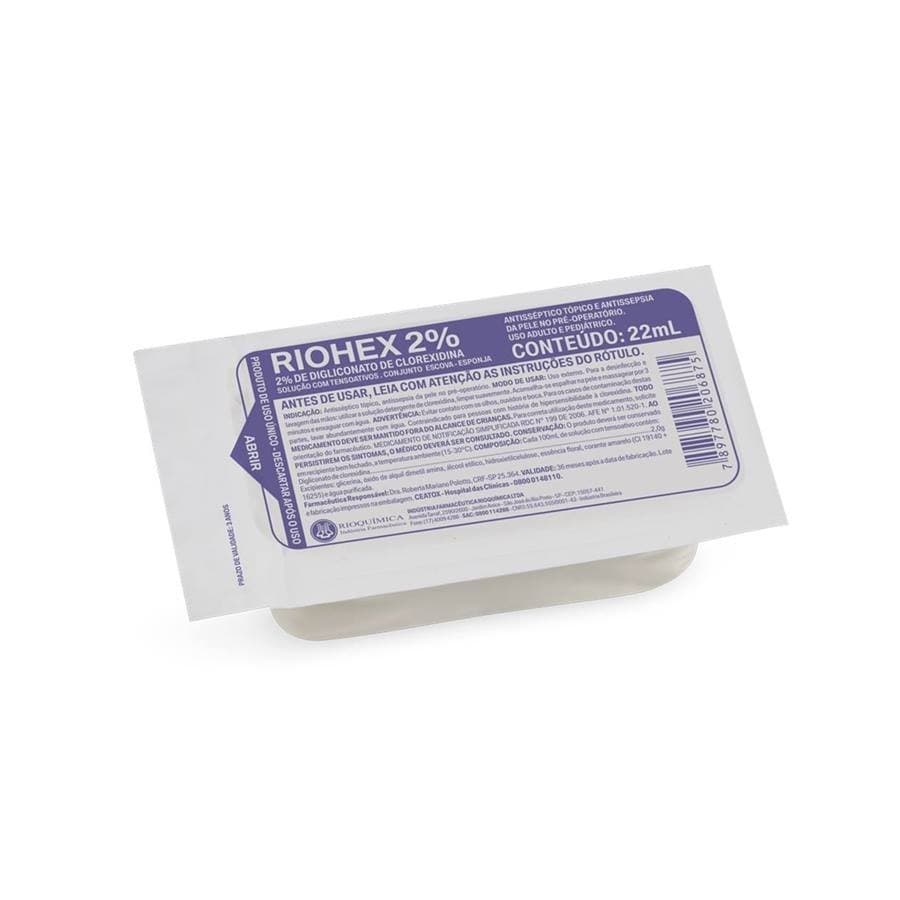 Kit 5 Escova de Clorexidina 2% Assepsia Riohex Scrub Para Unhas  Mãos Braços