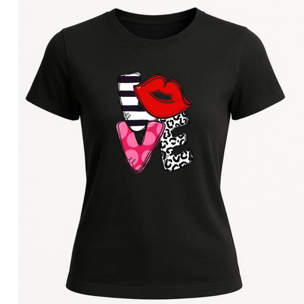 Camisa Love Preta Feminina Varias Estampas Casual - Envio Imediato