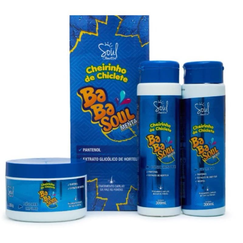 Kit Capilar 3 em 1 Babasoul Cheirinho de Chiclete Menta - Soul Cosméticos