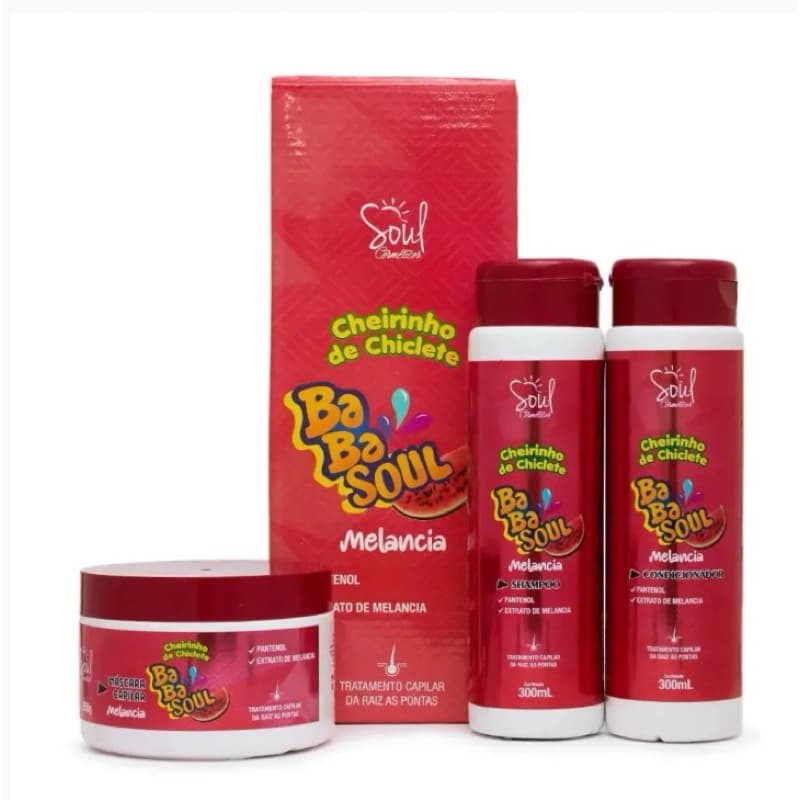 Kit Capilar Cheirinho de Chiclete de Melancia com 03 itens - Soul Cosméticos