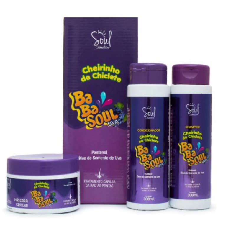 Kit Capilar Cheirinho de Chiclete de Uva com 03 itens - Soul Cosméticos
