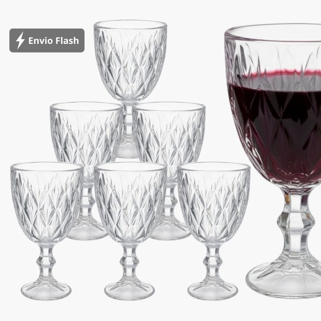 Jogo Taça 340ml Diamond Copo Vidro Transparente Taças Bico de Abacaxi 2/4/6un para Suco água