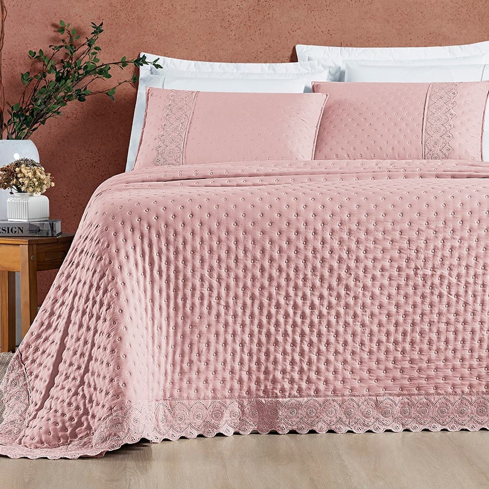 Cobre Leito 3 Peças Casal/Queen/King Bordado Inglês Micropercal 200 Fios Matelado Ultrassônico