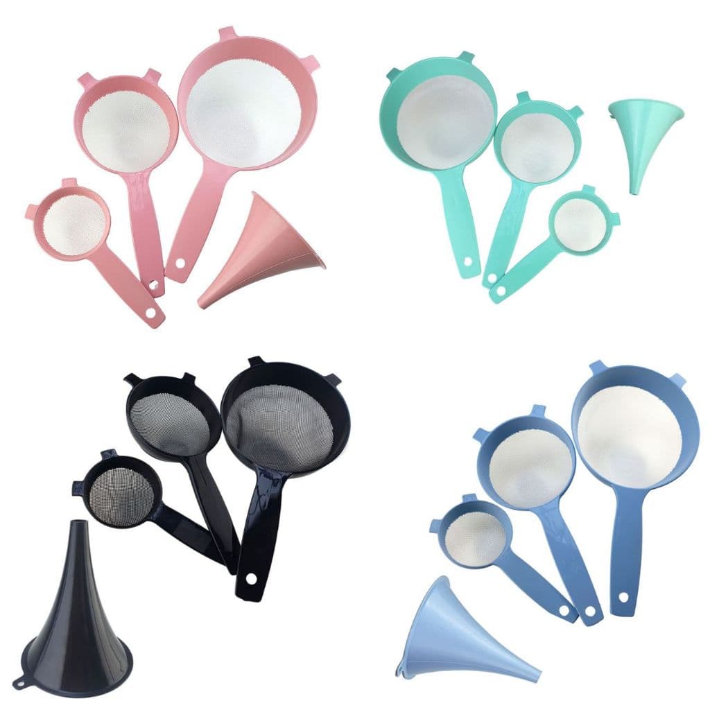 Conjunto De Peneiras De Plástico Com Funil 4 Peças
