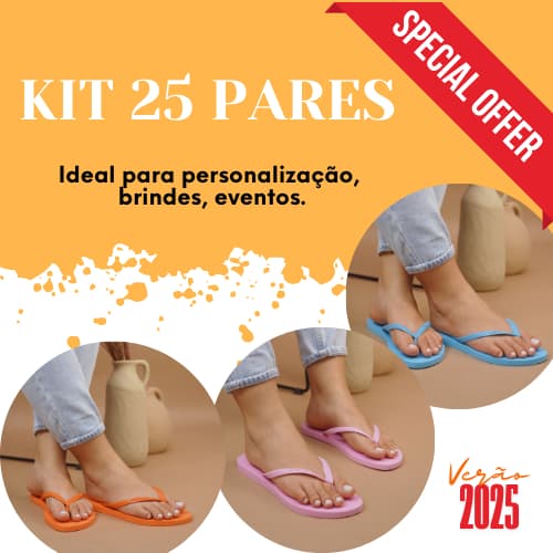 KIT 25 pares atacado chinelo feminino slim bico redondo brindes eventos casamentos festa 15 promoção