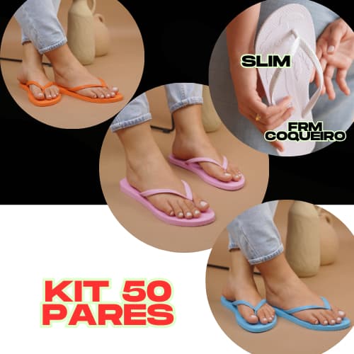 KIT chinelo rasterinha feminino slim bico redondo personalização brindes eventos casamentos promoção