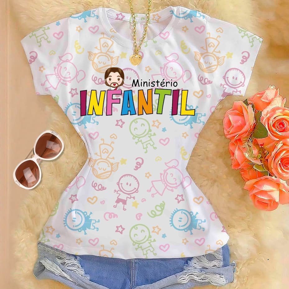 T-shirt Blusa Feminina Premium Ministério Infantil Camiseta Baby Look P ao GG