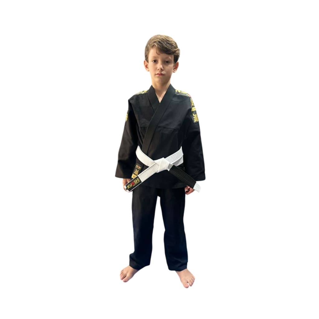 Kimono Jiu Jitsu Trançado Infantil Kyoshi C/ Faixa Branca