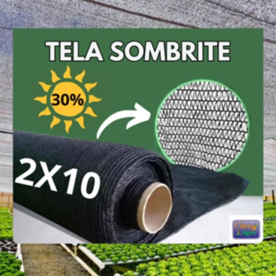 Tela Sombrite Preta (30% de Proteção) - 2x10 Metros.