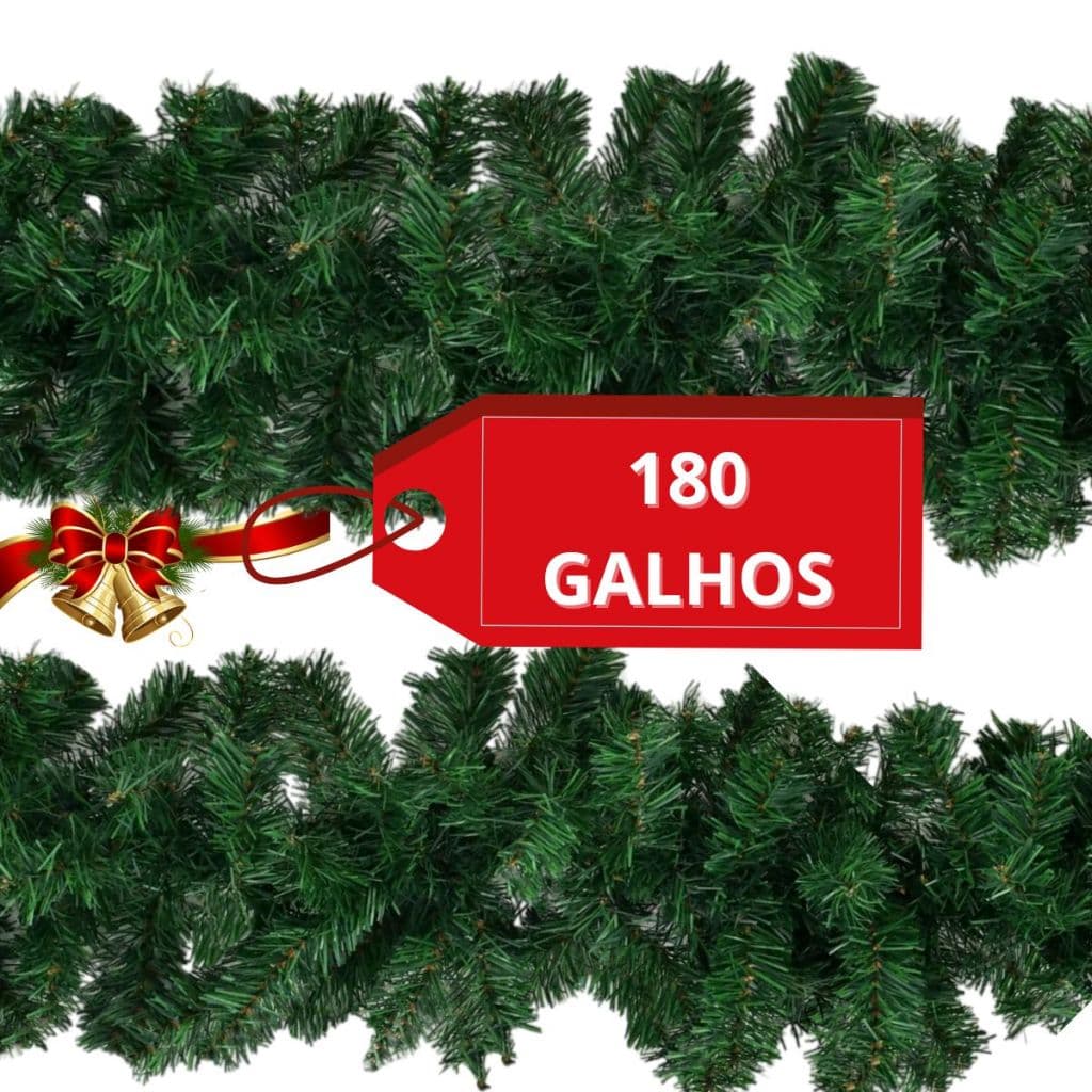 Festão Aramado Grosso Flexível Natal Luxo 270cm Galhos Cheio