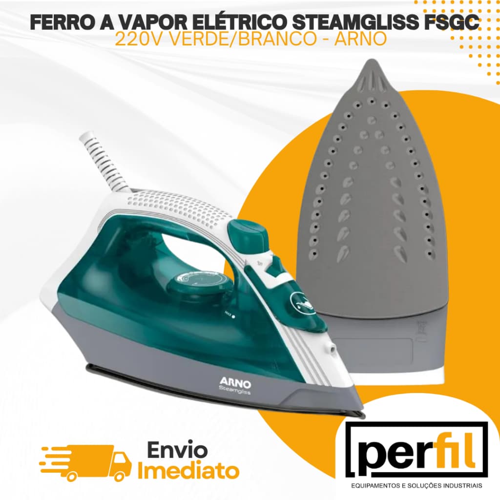 Ferro De Passar A Vapor Elétrico Arno Steamgliss Fsgp Cor Branco/Verde 220V