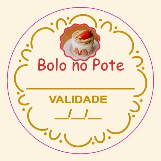 Etiquetas adesivas de Bolo de Pote 5x5cm Material Bopp Fosco