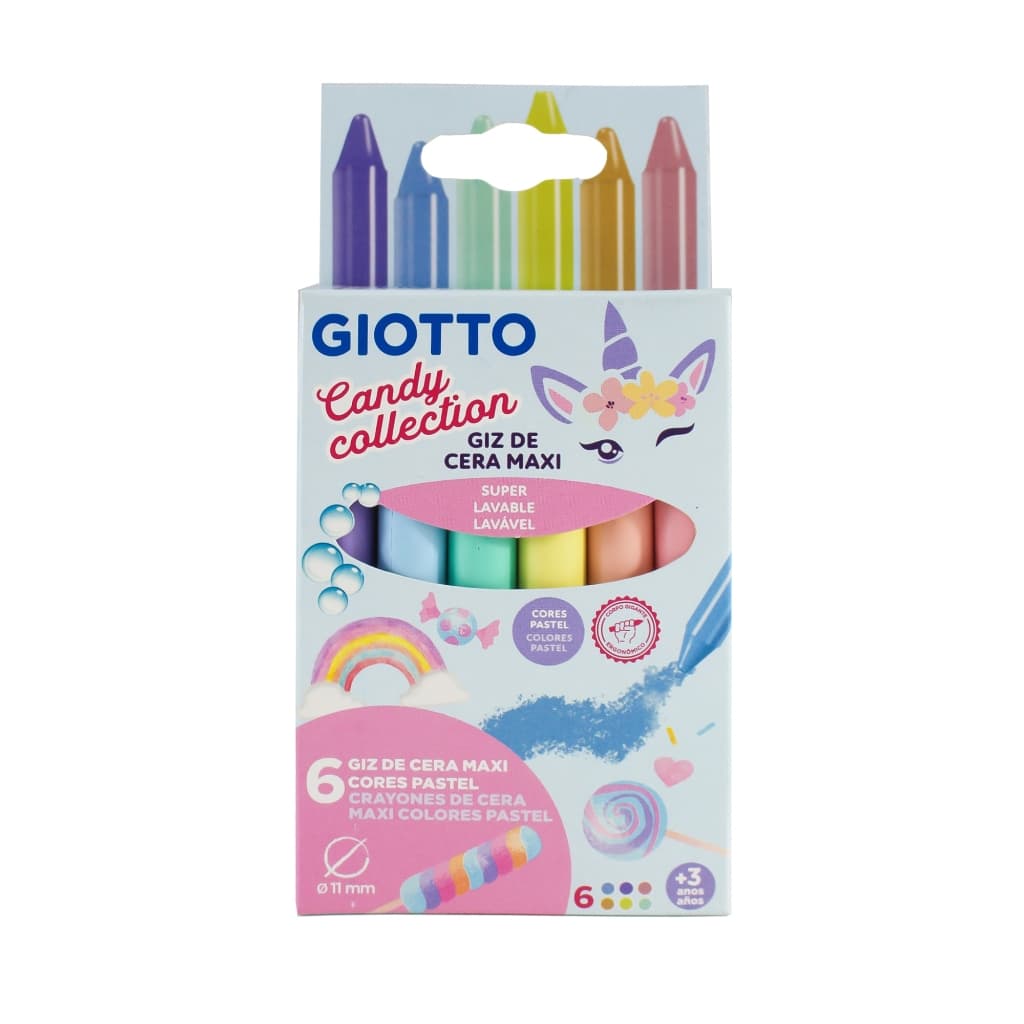 Giz de Cera Linha Candy Pastel 6 cores Giotto