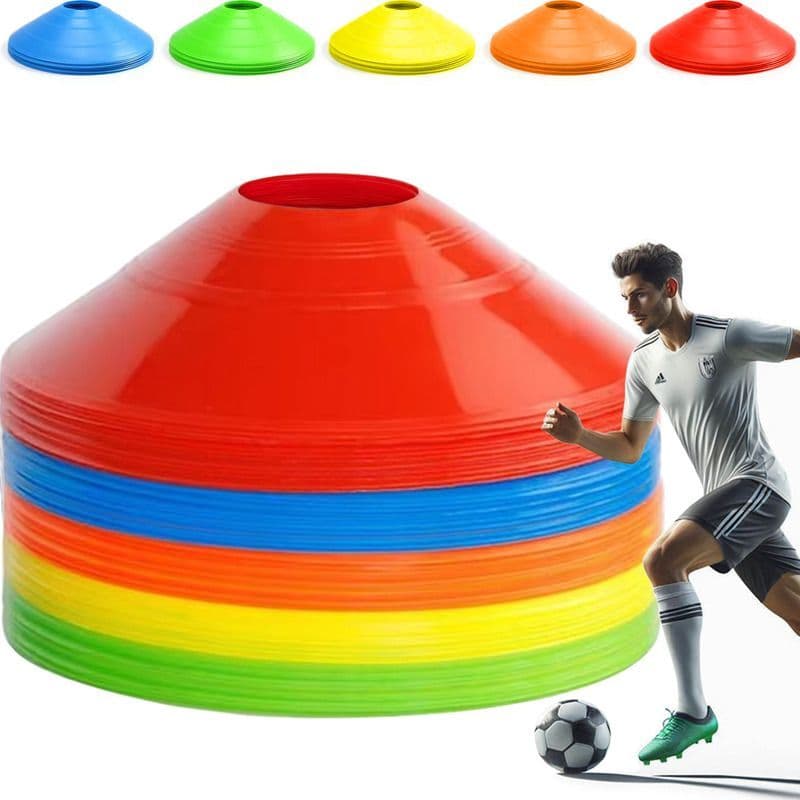 kit 30 Cones Chapéus Chinês Exercício Agilidade Funcional Futebol Treino ao Ar Livre