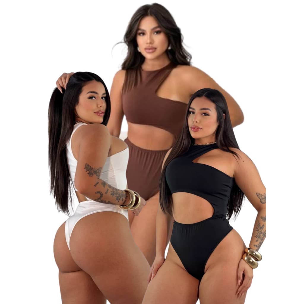 Body Feminino Recorte Geométrico Antonela - Suplex com Premium Forro Duplo, SexI, Elegante Blogueira