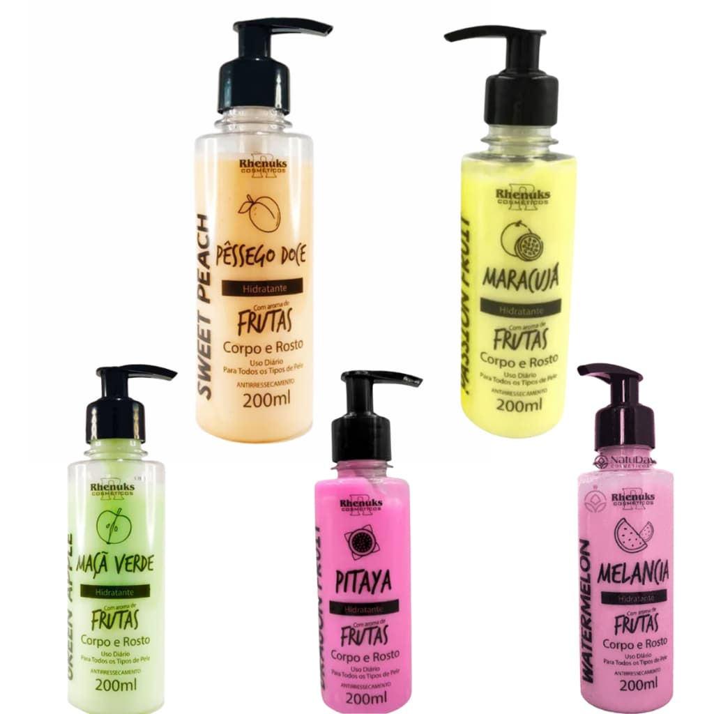 Creme Hidratante Rhenuks – Pêssego Doce, Maracujá, Maçã Verde, Pitaya ou Melancia – Hidratação e Frescor