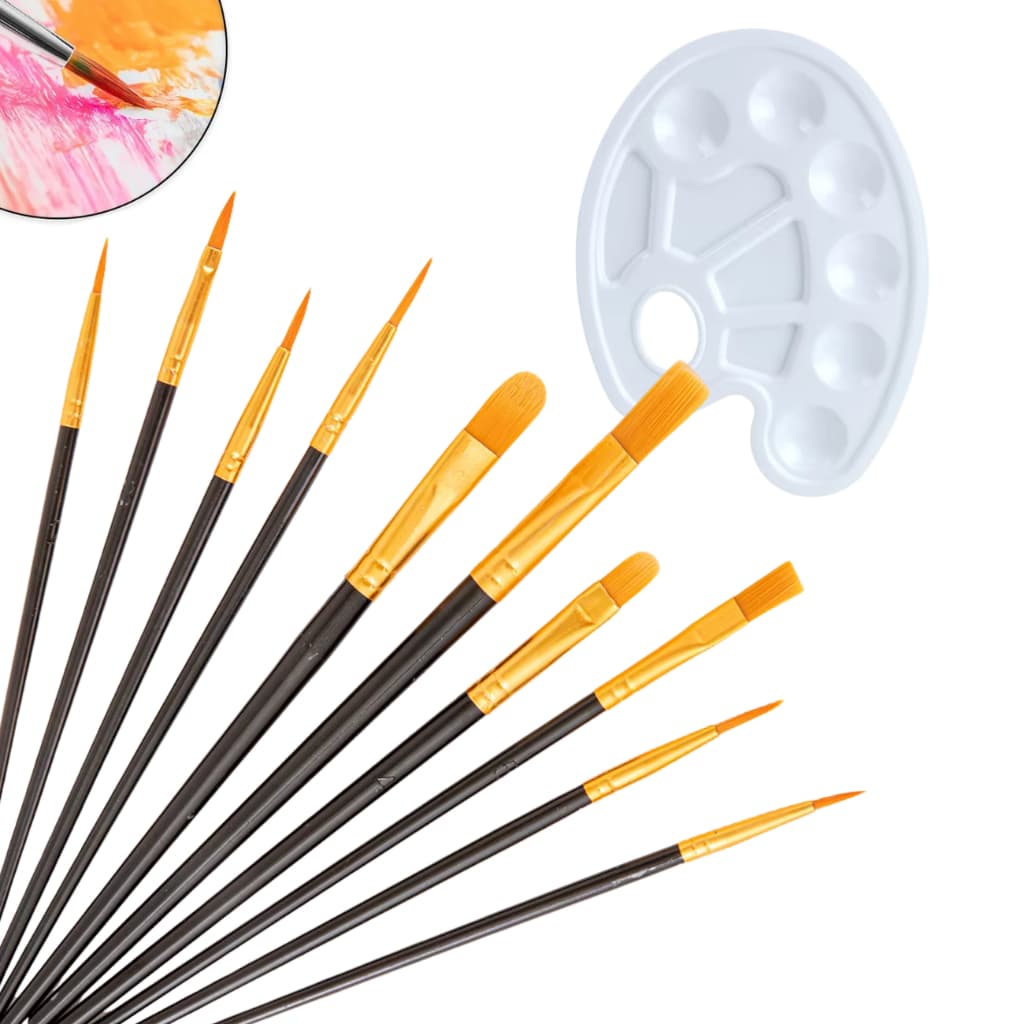 Kit 10 Pincéis Profissionais + Paleta De Mistura