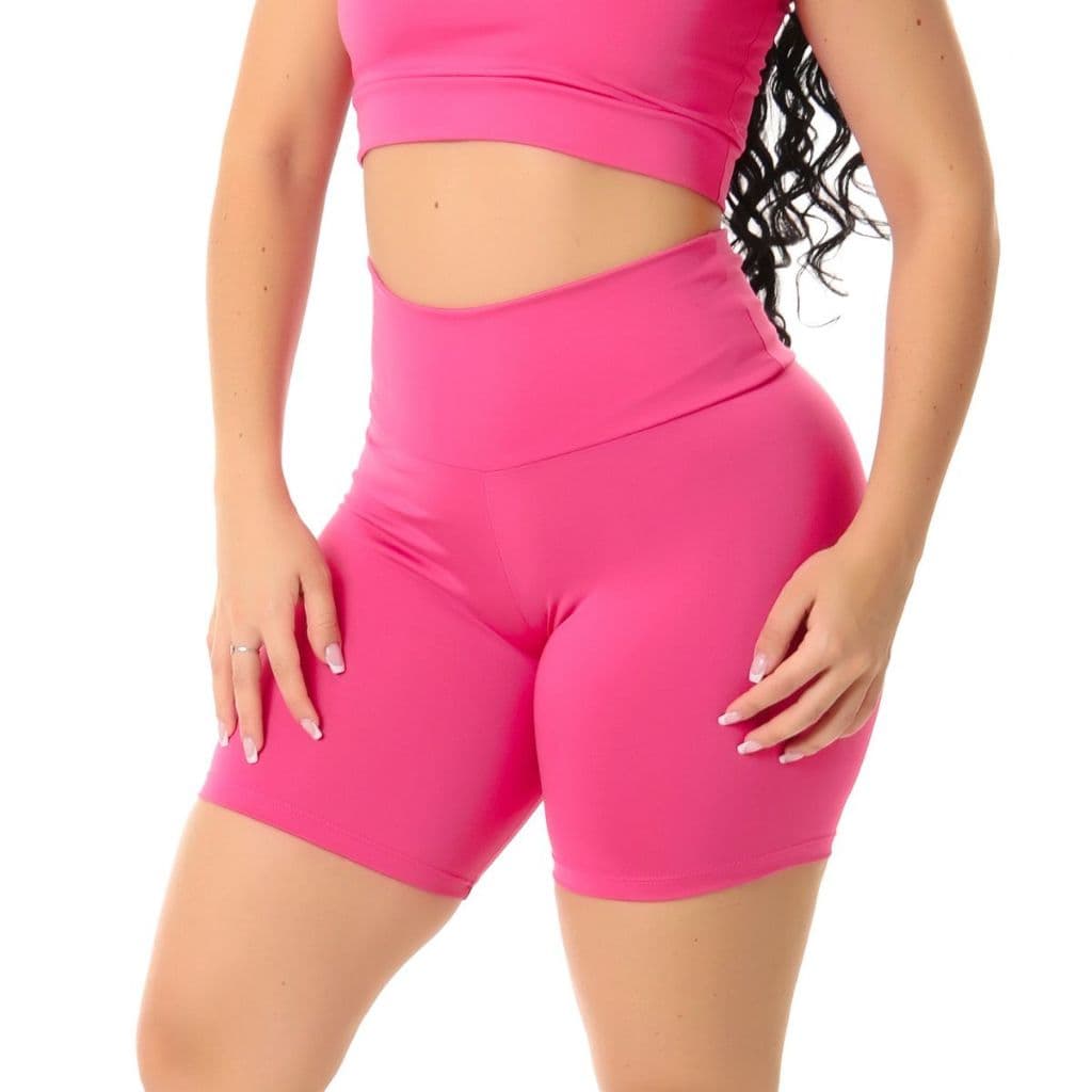 Bermuda Short Fitness Feminino Suplex Cintura Alta Academia Treino Bermuda sem Transparencia Corrida