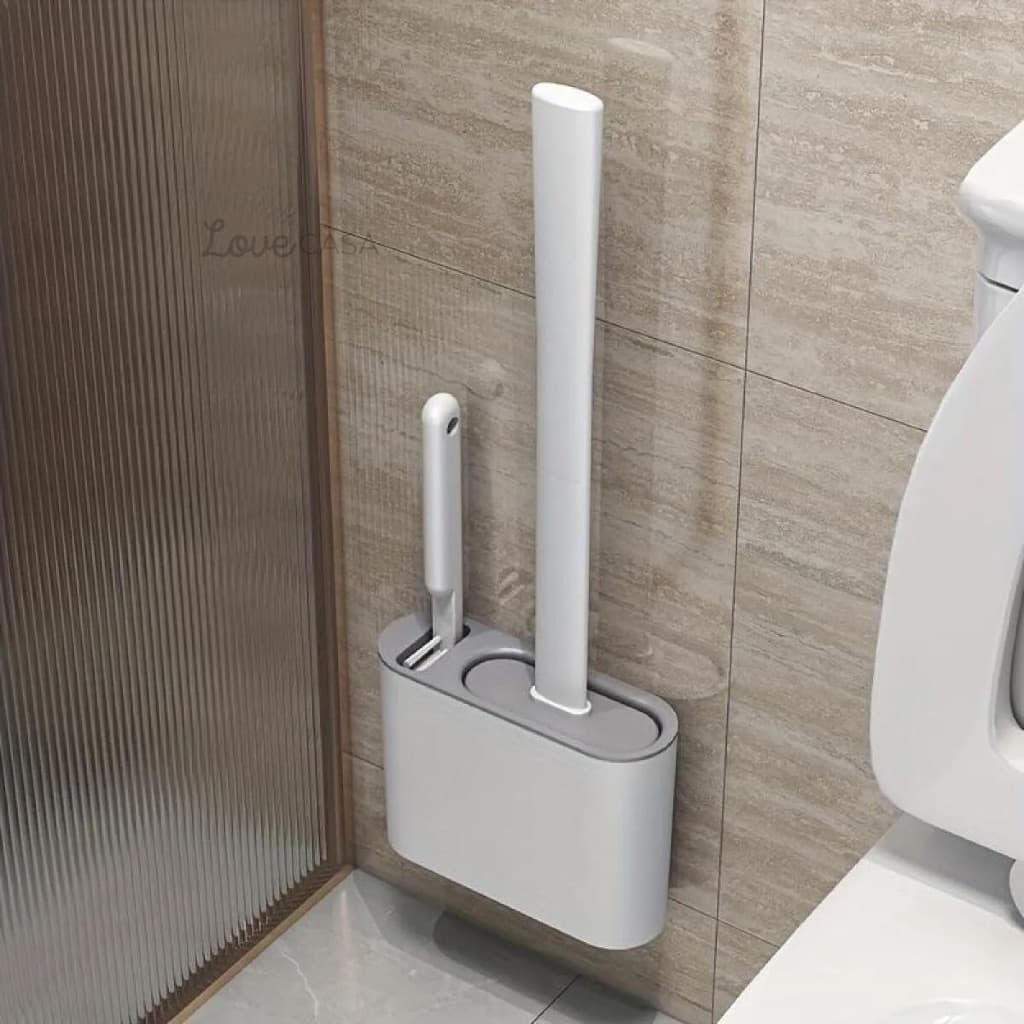 Escova Sanitária Silicone Com Suporte Parede Banheiro Vaso Privada Limpeza Higiênica Adesivo