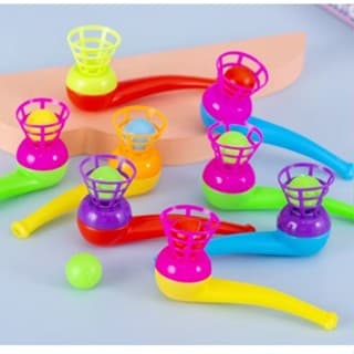 Brinquedo Infantil de Sopro c/Bolinha Colorida/Lança Bolinha Educativo Festa Brinde Lembrancinha