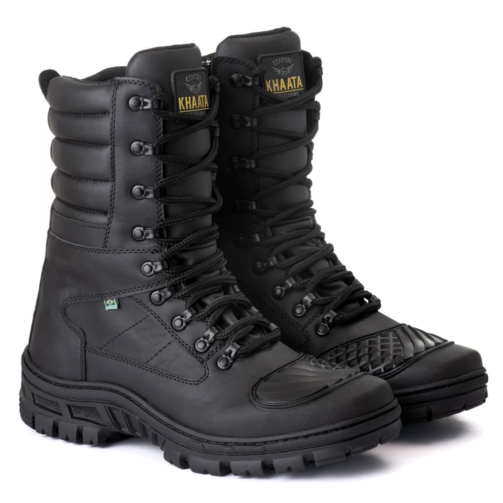 Coturno Militar Motociclista Khaata Preta Botina Resistente