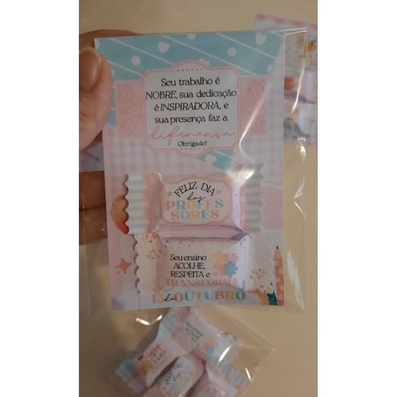 Cartão/ Card com balinha personalizada para o dia do professor