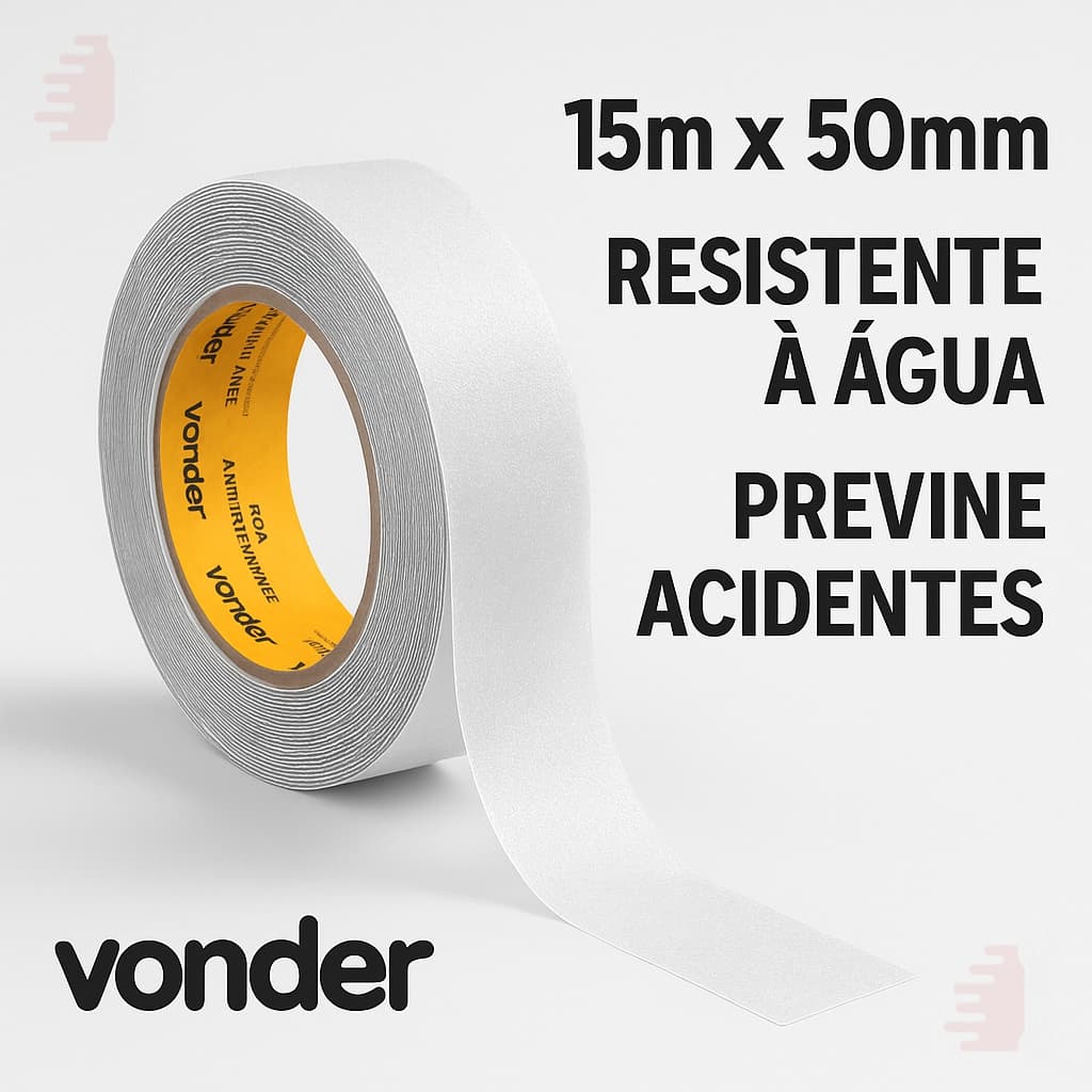Fita Antiderrapante Transparente 15m x 50mm Ideal Para Áreas Úmidas Vonder Segurança