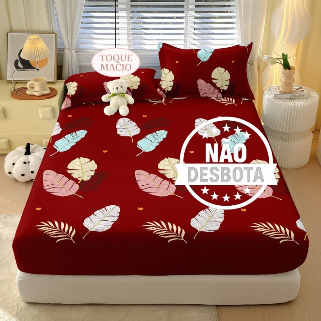 Jogo De Lençol 3 Peças Com Elástico Queen Estampado Nao Desbota e Toque Macio  Micropercal 400 Fios
