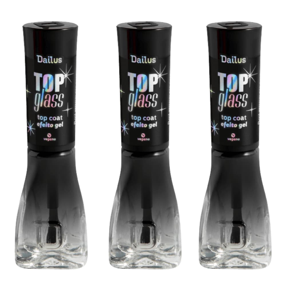 Dailus Esmalte Kit 3 Esmaltes TOP GLASS - Top Coat Efeito Gel 8ml