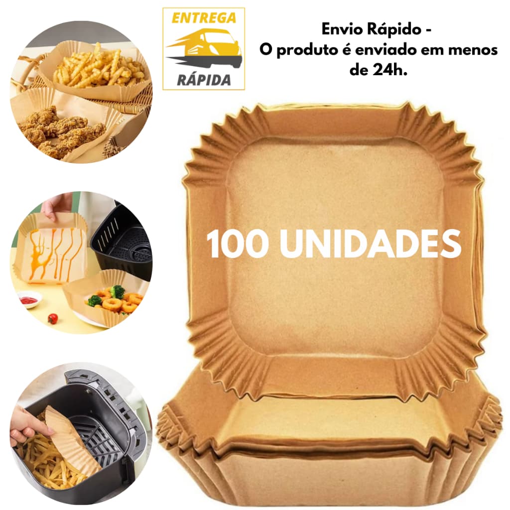 100 Forma Forro Tapete Protetor Descartavel Antiaderente Não Gruda Airfryer Resistente ao Calor