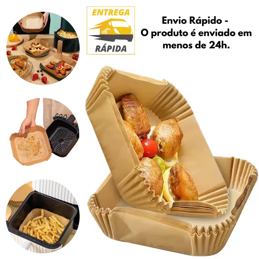 Forma Forro Papel Protetor Air Fryer Descartável Antiaderente Não Gruda Resistente ao Calor Durável