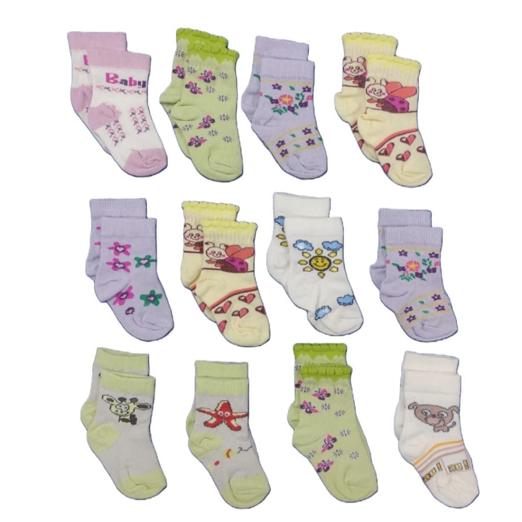 Kit 12 Pares Meias de Algodão Infantil Bebê Coloridas ou Branca Algodão preco de Atacadp Promoção Black Friday