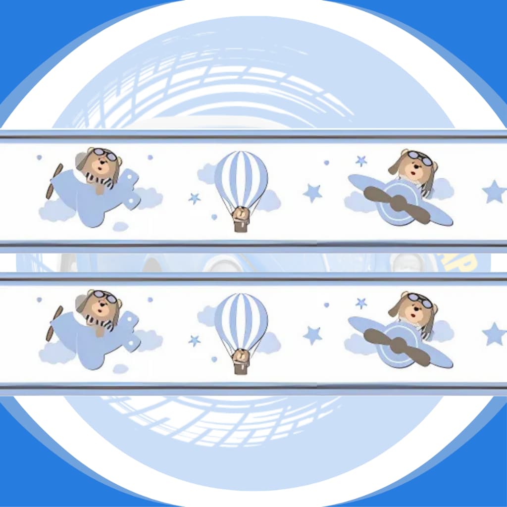 2 Faixas Adesiva Decorativa De Parede Urso Aviador Ursinho Baloeiro Infantil