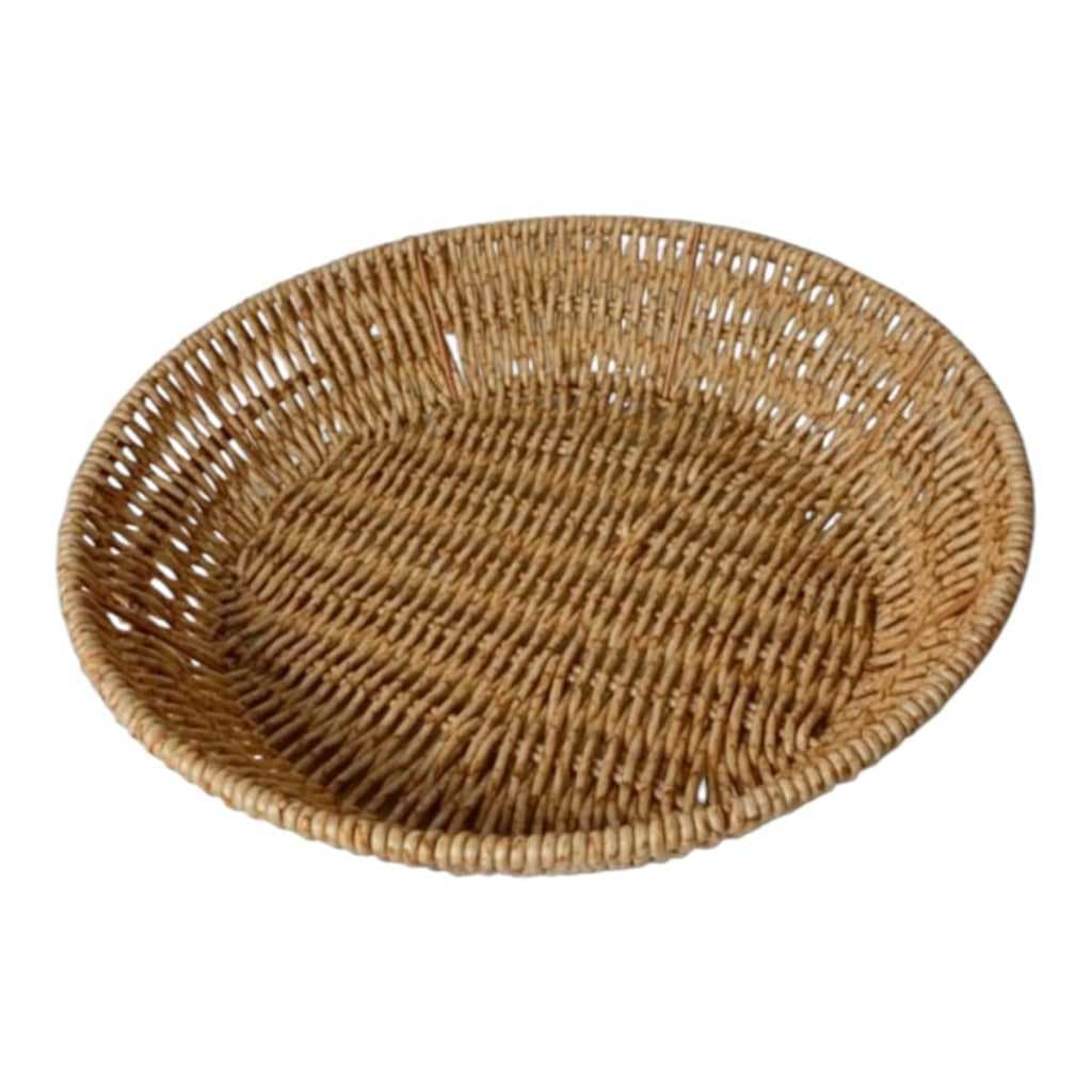 Cesta Redonda Trançada Marrom