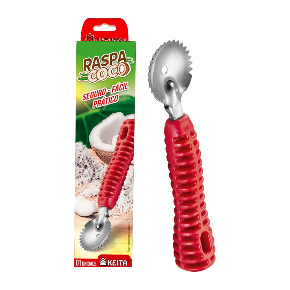 Raspa Coco - Raspador de Coco - Manual - Marca Keita - Simples - Super Afiador - Reforçado - Seguro, Fácil e Pratico