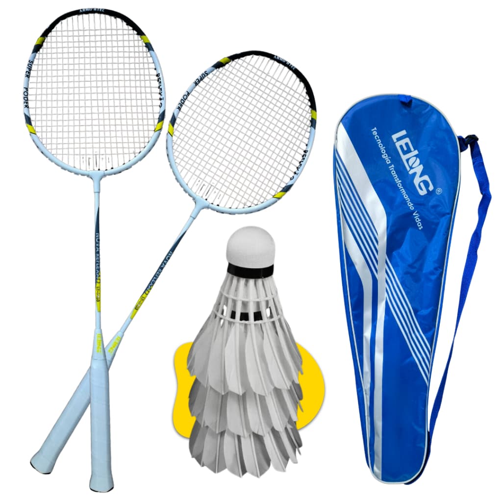 Jogo de Raquete Badminton completo com 2 raquetes 3 petecas e Bolsa