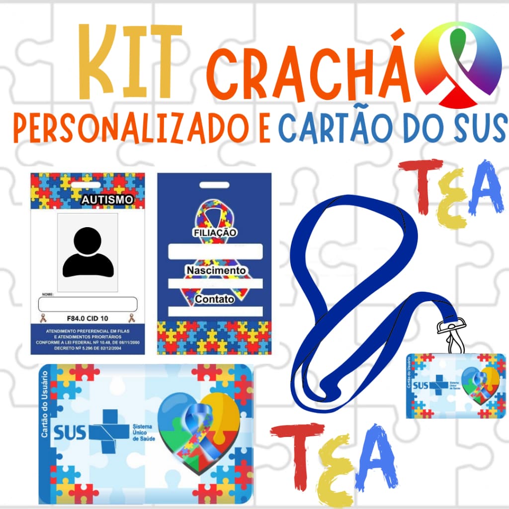 Crachá Personalizado em PVC Quebra Cabeça Autismo para Identificação do Autista