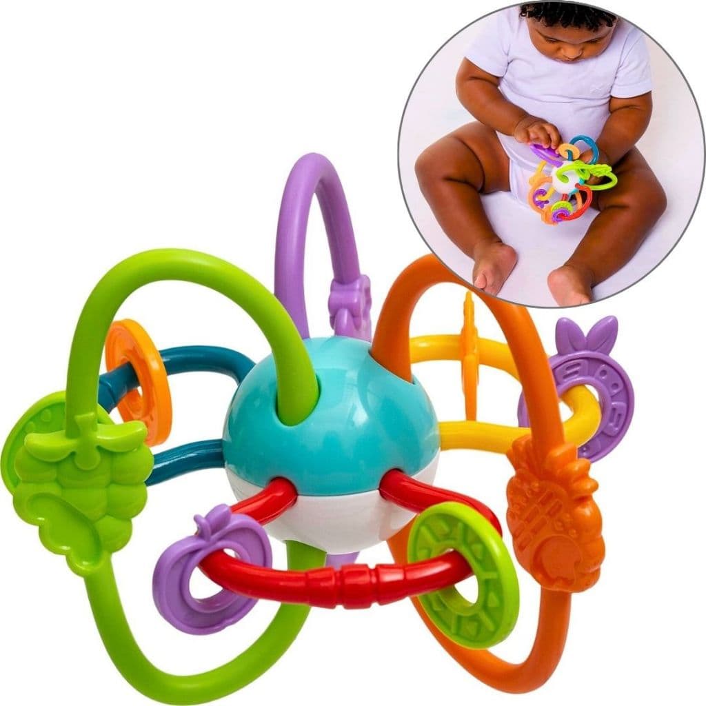 Mordedor e chocalho flexível colorido formas brinquedo estimulador bebê divertido +3m