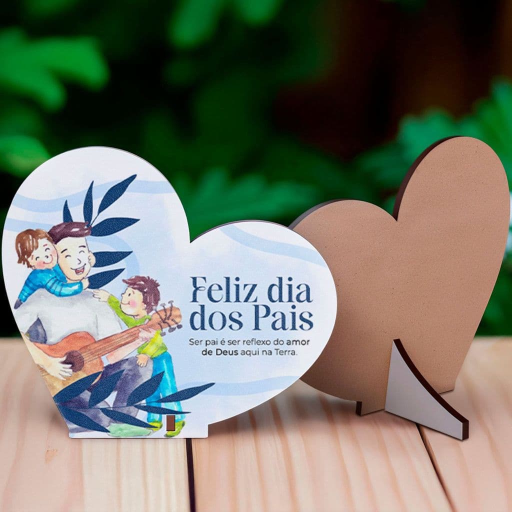 Lembrancinha Coração Dia dos Pais Reflexo do Amor de Deus MDF Decoração para Eventos  - Kit de 45 un