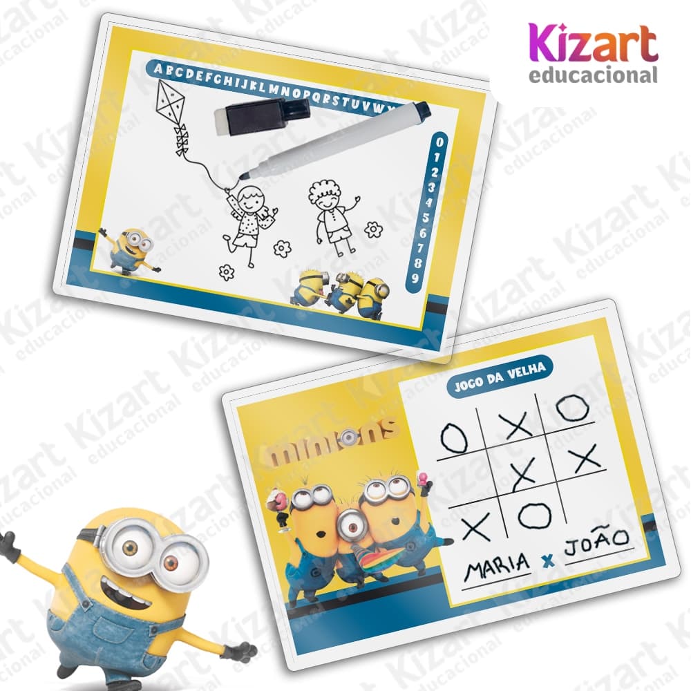 Lousa Mágica + Caneta Com Apagador Lembrancinha Festa Infantil Tema Minions
