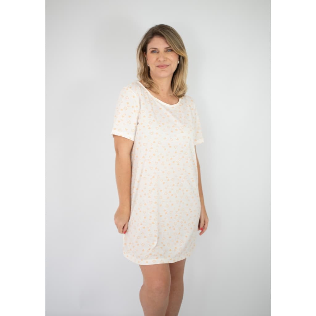 Camisola Feminina Manga Curta  Verão – Coração Laranja