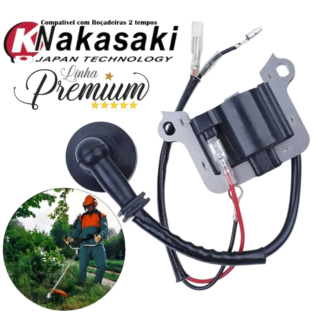 Bobina Módulo Ignição Roçadeira Gasolina 2 T Nakasaki 62cc 63cc 65cc 75cc