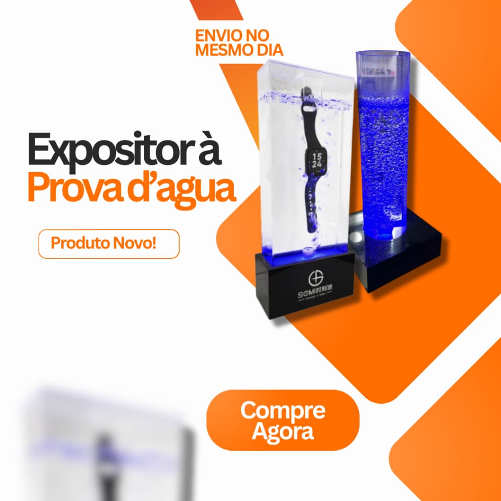 Expositor Iluminado para Relógio à Prova d’Água – Efeito LED Azul